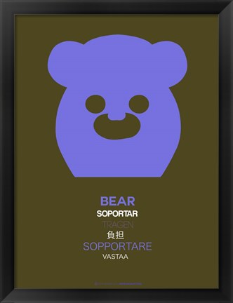 Framed Purpple Bear Multilingual Print