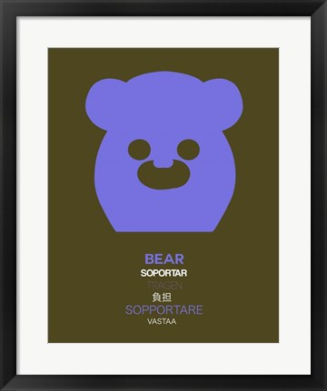 Framed Purpple Bear Multilingual Print