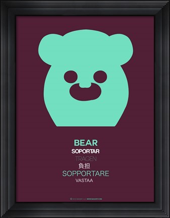 Framed Green Bear Multilingual Print