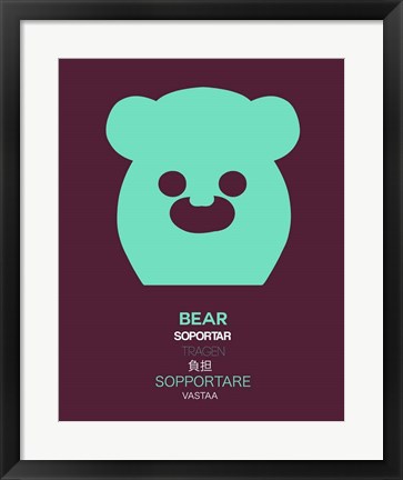 Framed Green Bear Multilingual Print