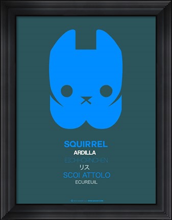 Framed Blue Squirrel Multilingual Print