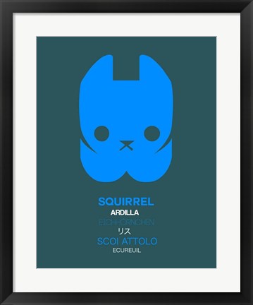 Framed Blue Squirrel Multilingual Print