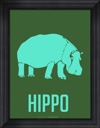 Framed Hippo Blue Print