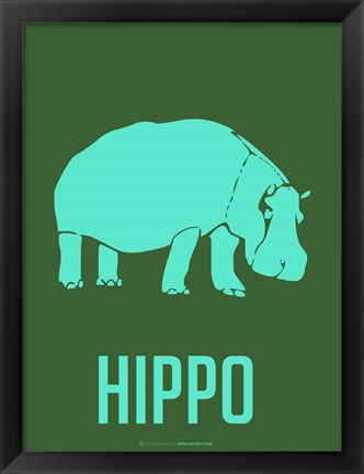 Framed Hippo Blue Print