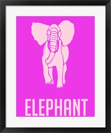 Framed Elephant Pink Print