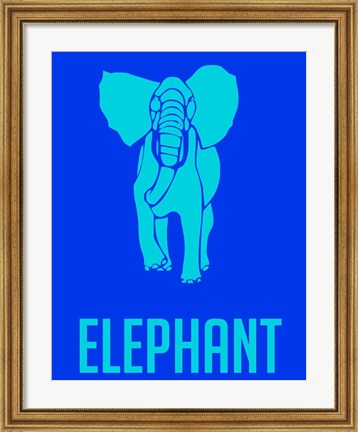 Framed Elephant Blue Print