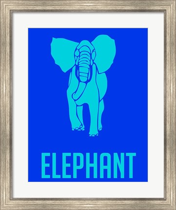 Framed Elephant Blue Print