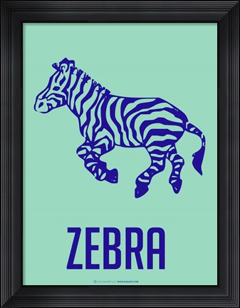 Framed Zebra Blue Print