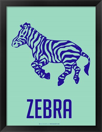 Framed Zebra Blue Print