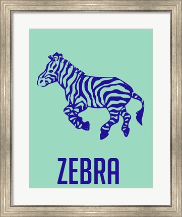 Framed Zebra Blue Print