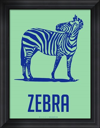 Framed Zebra Blue and Green Print