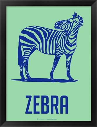 Framed Zebra Blue and Green Print