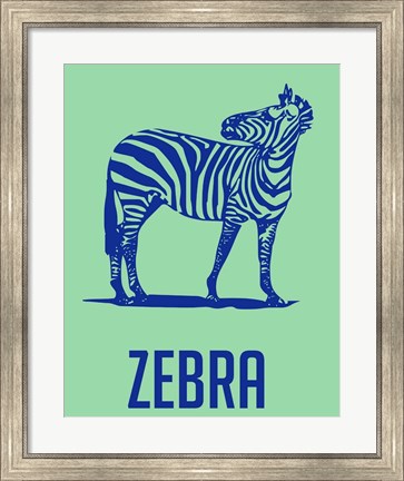 Framed Zebra Blue and Green Print