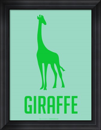 Framed Giraffe Green Print