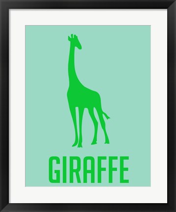 Framed Giraffe Green Print