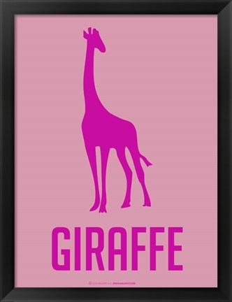Framed Giraffe Pink Print