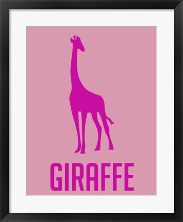 Framed Giraffe Pink Print