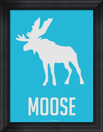 Framed Moose Blue Print