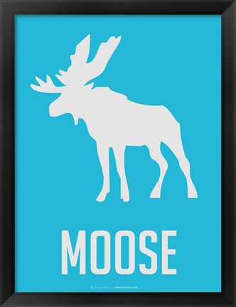 Framed Moose Blue Print