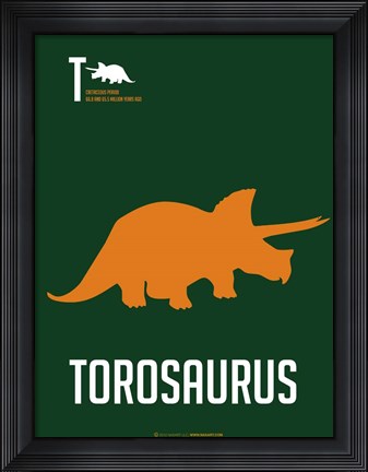 Framed Yellow Dinosaur Print