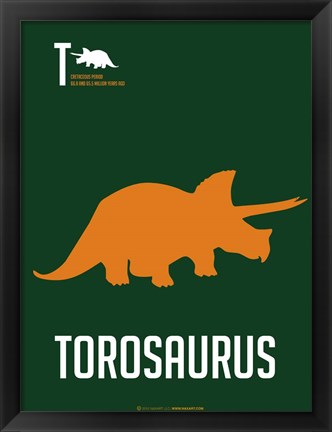 Framed Yellow Dinosaur Print