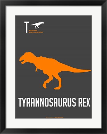 Framed Yellow on Grey Dinosaur Print