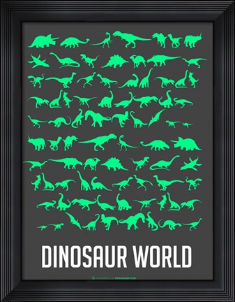 Framed Dinosaur Green Print