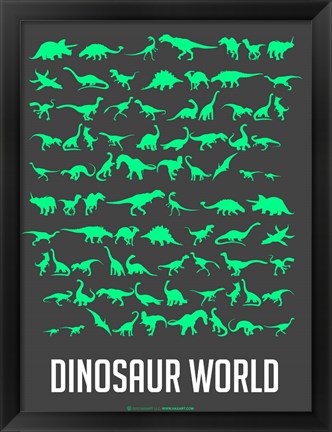 Framed Dinosaur Green Print