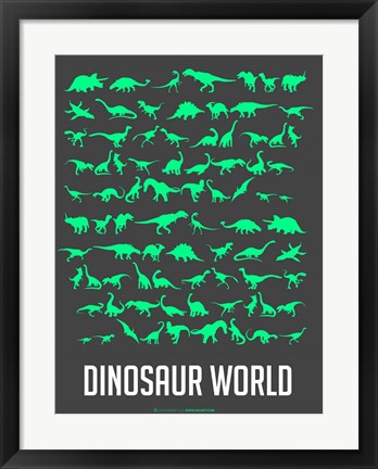 Framed Dinosaur Green Print
