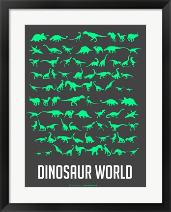 Framed Dinosaur Green Print