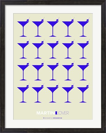 Framed Martini Lover Blue Print