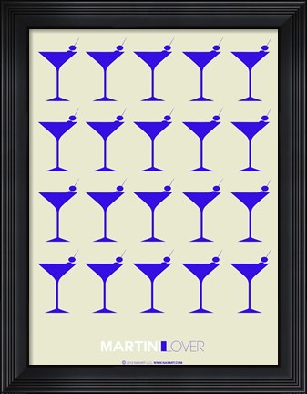 Framed Martini Lover Blue Print