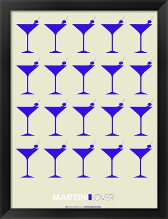 Framed Martini Lover Blue Print