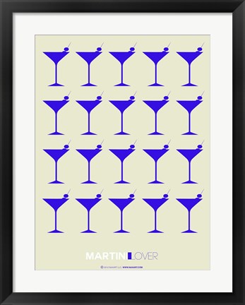 Framed Martini Lover Blue Print