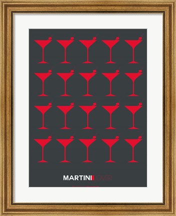 Framed Martini Lover Red &amp; Grey Print