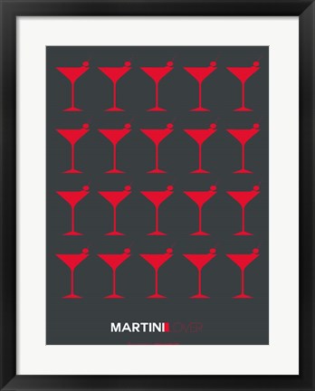 Framed Martini Lover Red &amp; Grey Print