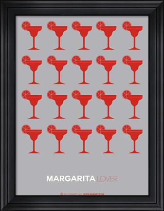 Framed Red Margaritas Grey Print