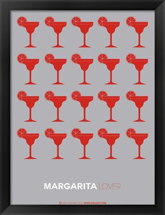 Framed Red Margaritas Grey Print