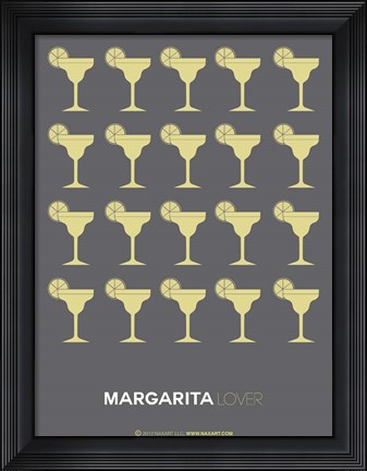 Framed Yellow Margaritas Grey Print