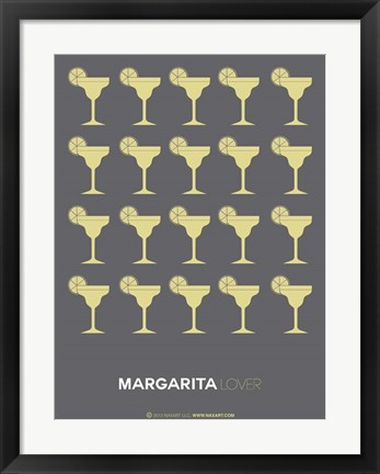 Framed Yellow Margaritas Grey Print