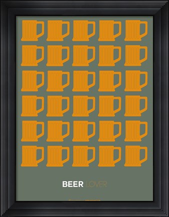 Framed Yellow Beer Mugs Print