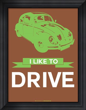 Framed I Like to Drive Beetle 2 Print