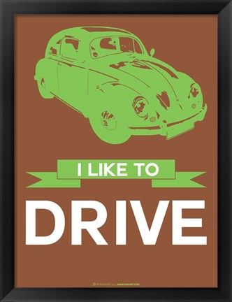 Framed I Like to Drive Beetle 2 Print