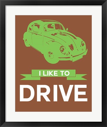 Framed I Like to Drive Beetle 2 Print