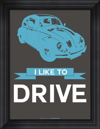 Framed I Like to Drive Beetle 3 Print