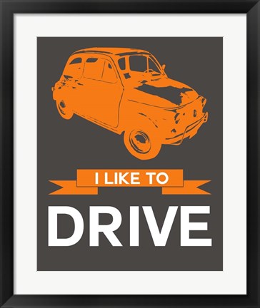 Framed I Like to Drive Beetle 4 Print