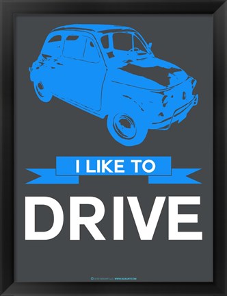 Framed I Like to Drive Beetle 5 Print