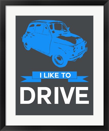 Framed I Like to Drive Beetle 5 Print