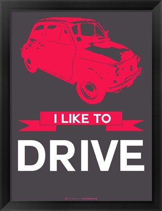 Framed I Like to Drive Beetle 6 Print