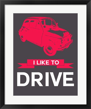 Framed I Like to Drive Beetle 6 Print